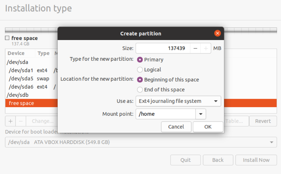 linux create boot partition